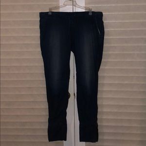 Resin low rise skinny jeans